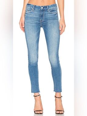 Mother Denim Looker Ankle Fray 31 Birds Of Paradise Blue Jeans Medium Wash $238